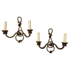 Pair of Rope Gilt Sconces