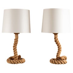 Pair of Rope Lamps by Audoux-Minet