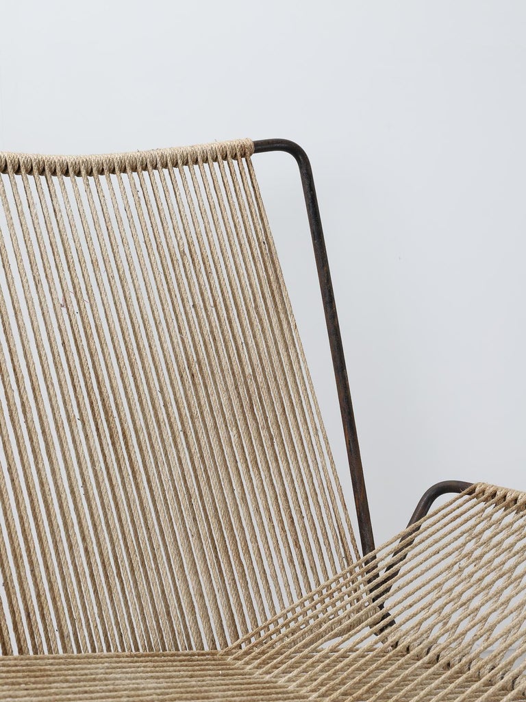 rope patio set on Pair Of Rope And Metal Armchairs With Stools 1950s At 1stdibs