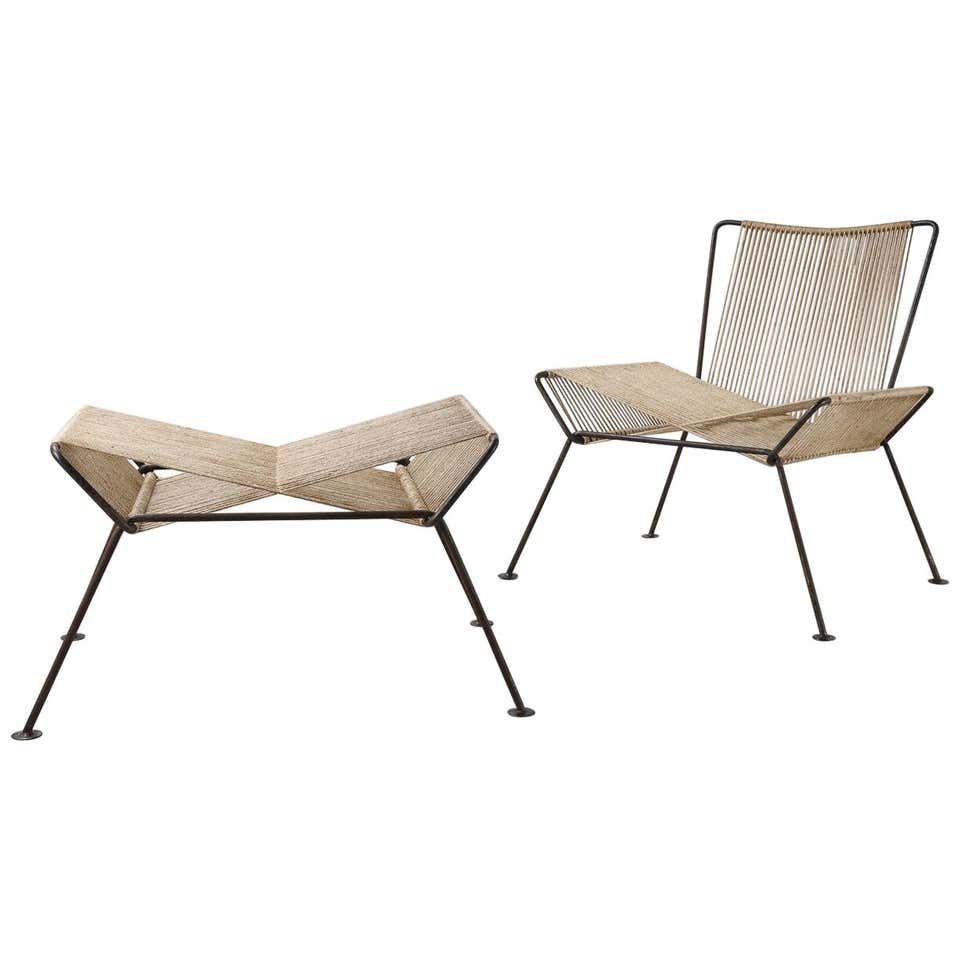 Pair of Green Painted 1940s-1950s Metal Garden Chairs at 1stdibs