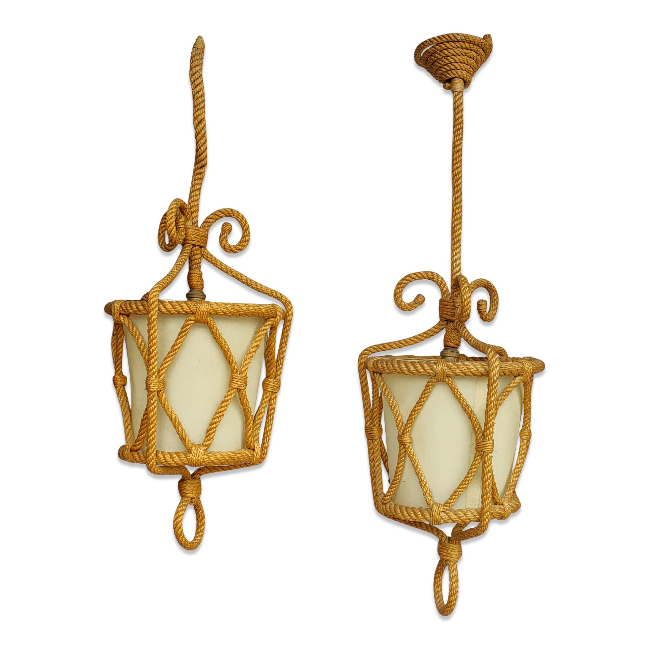 Pair of Rope Pendants by Audoux Minnet, France, 1960s 1