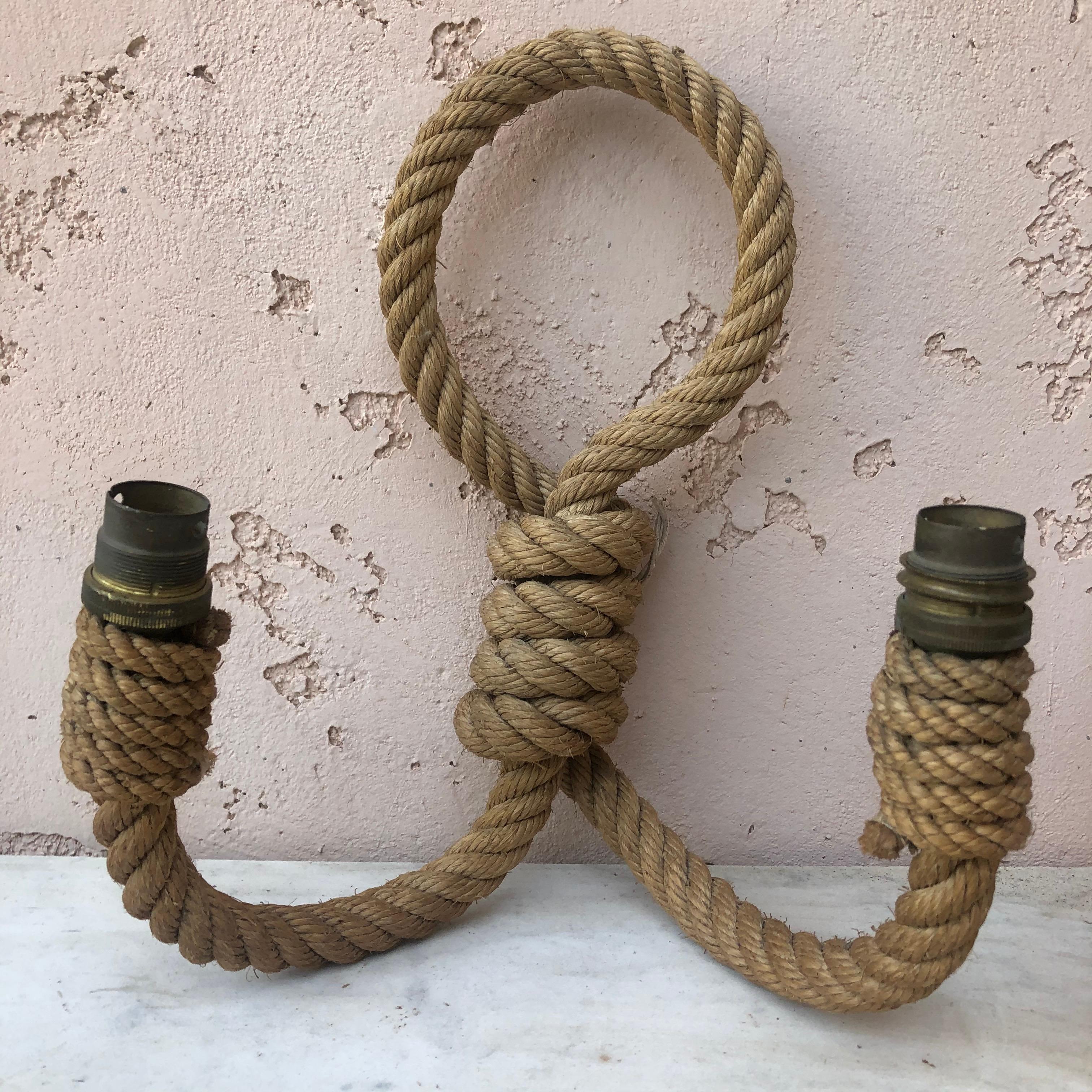 Pair of rope sconce Audoux Minet, circa 1960
Nautical style.