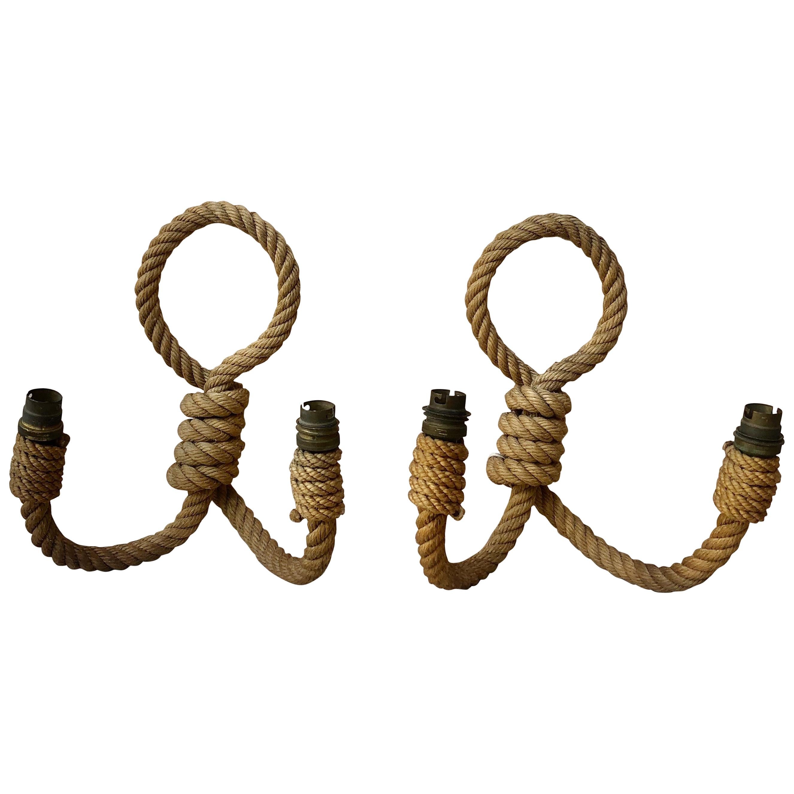 Pair of Rope Sconce Audoux Minet, circa 1960