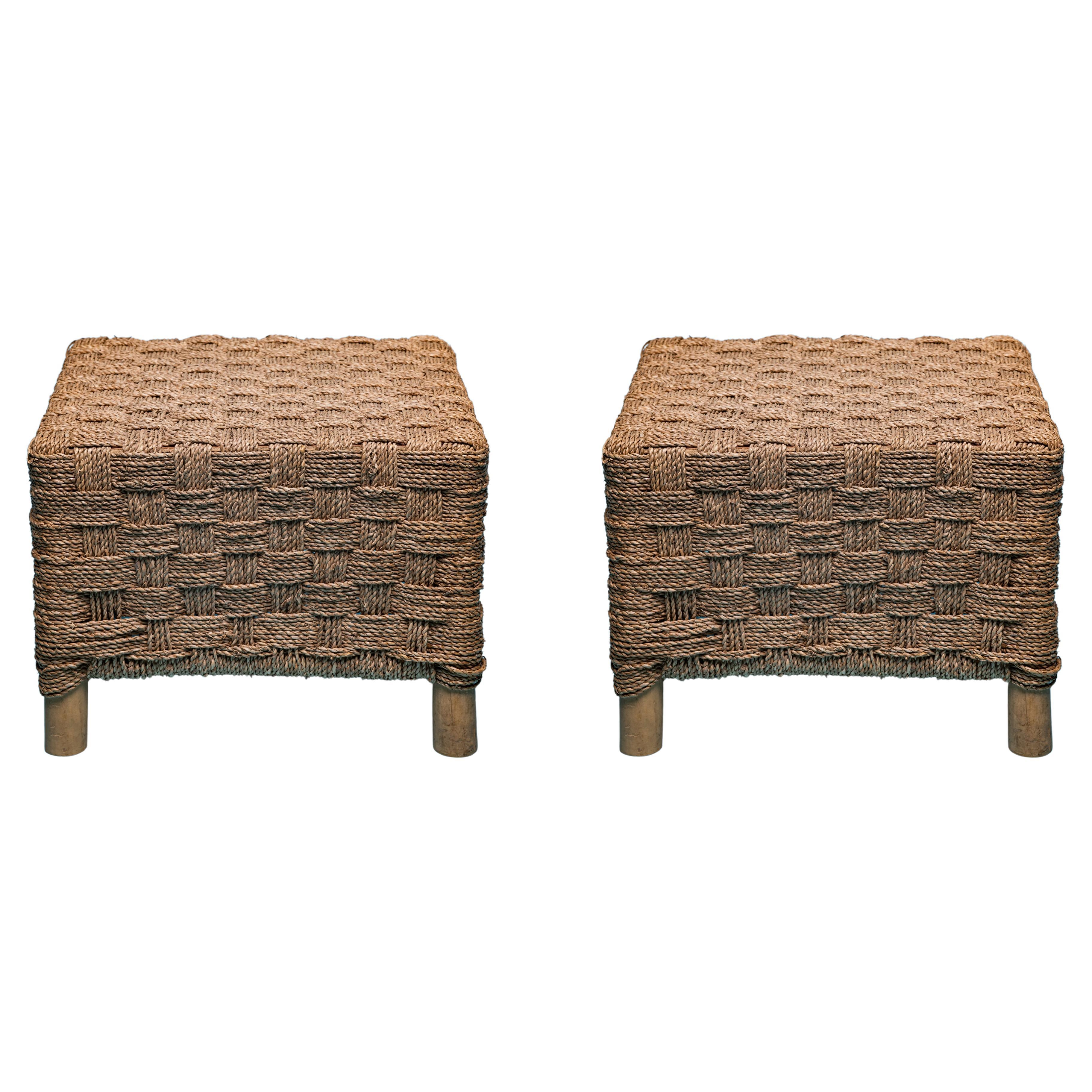 Pair of Rope Stools For Sale