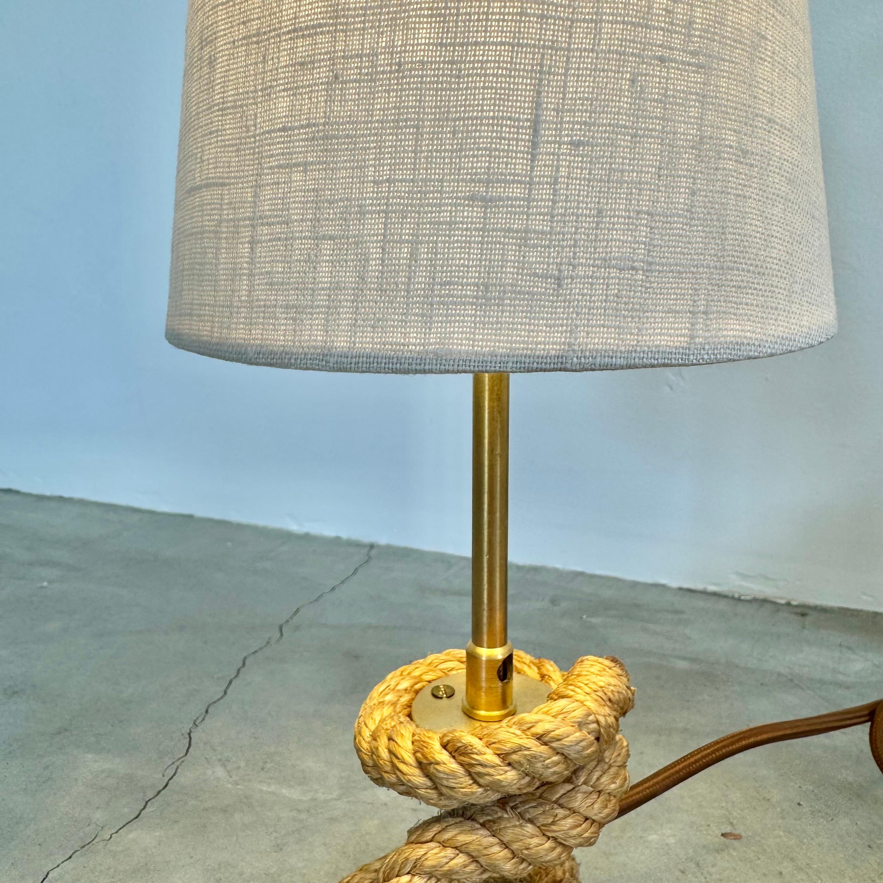 Paire de lampes de table en corde dans le style d'Audoux Minet, 1980 France en vente 5