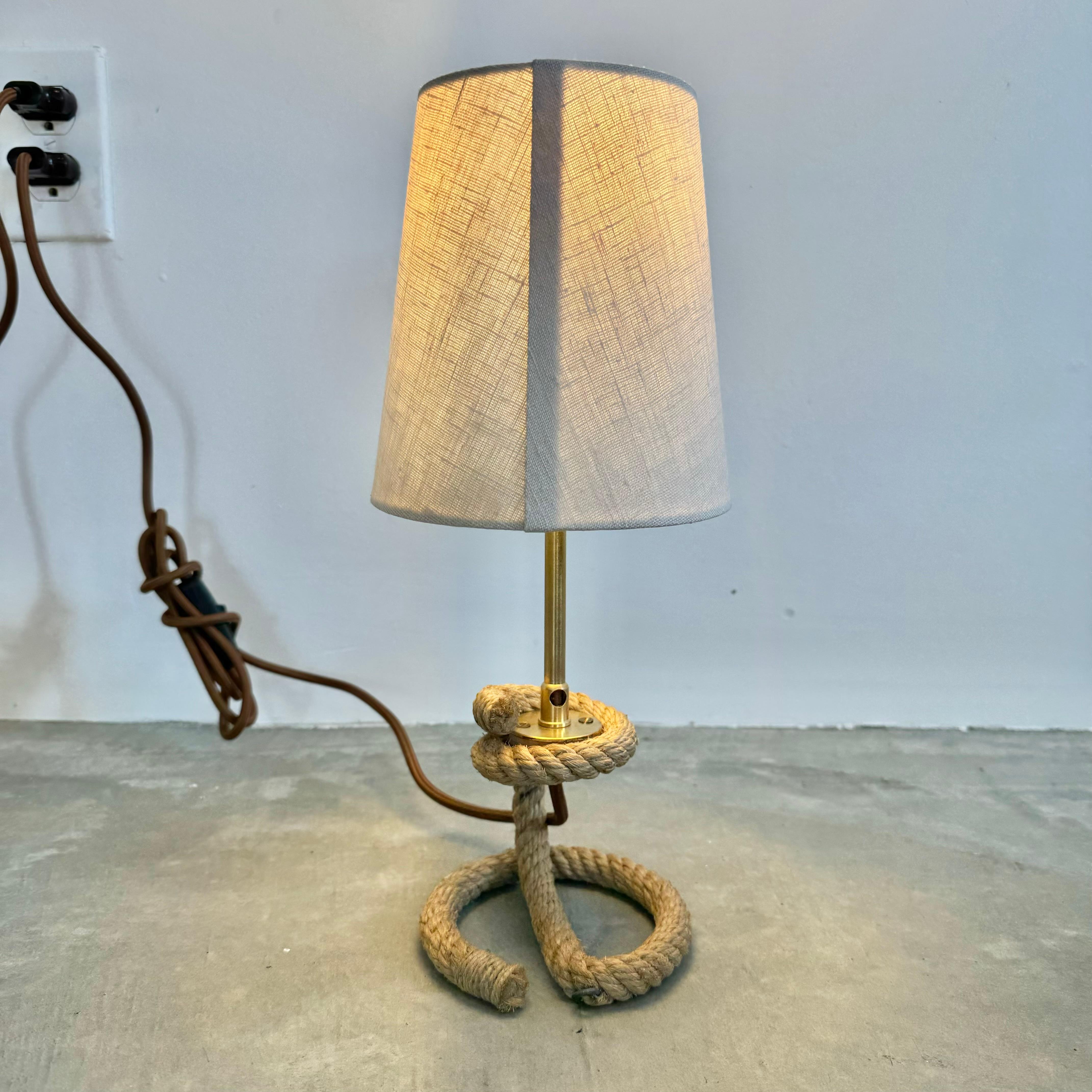 Linen Pair of Rope Table Lamps in the Style of Audoux Minet, 1980s France For Sale