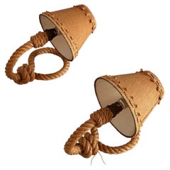 Pair of Rope Wall Sconces by Adrien Audoux & Frida Minet, France, 1950s