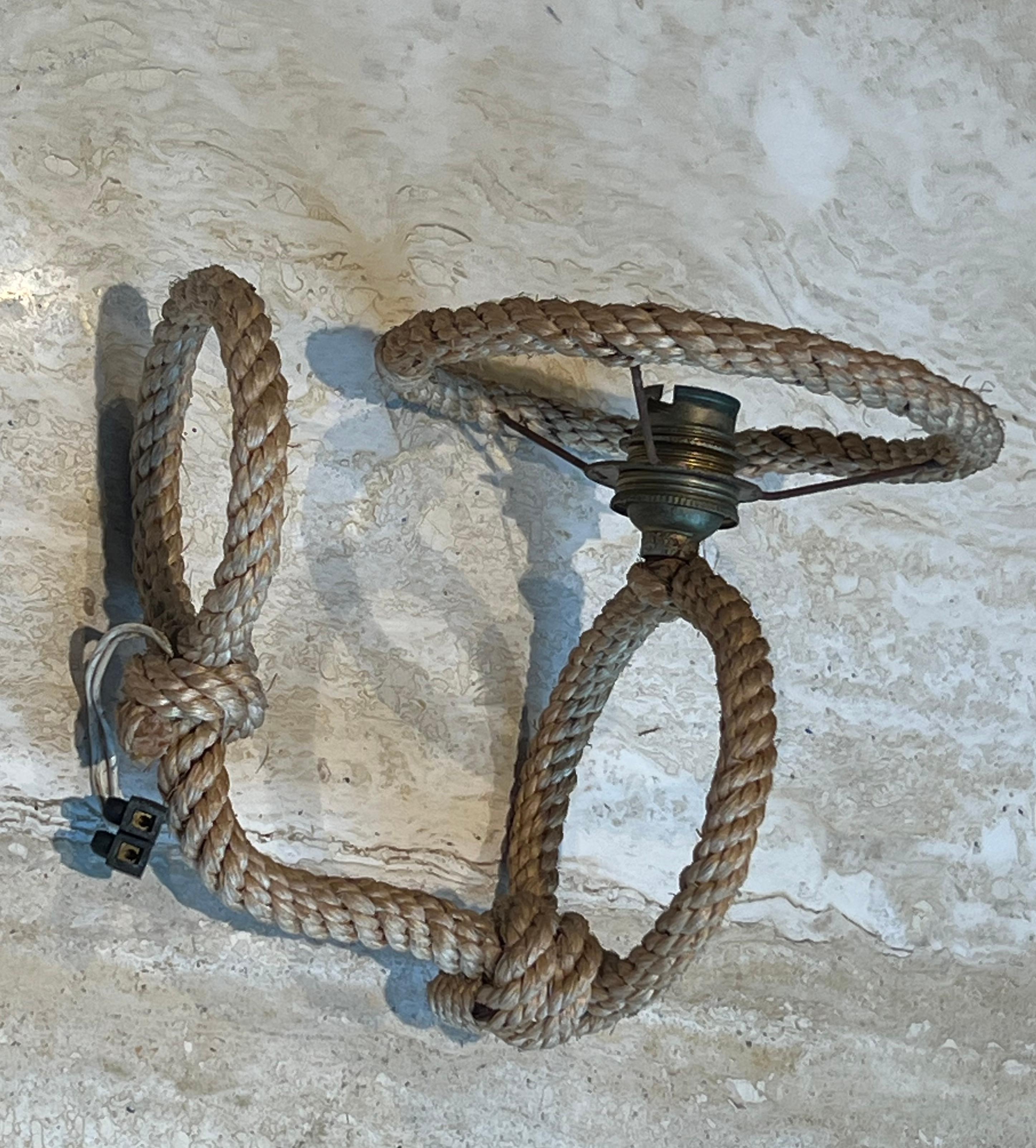 Pareja de apliques de cuerda de Audoux Minet mediados del siglo XX en venta