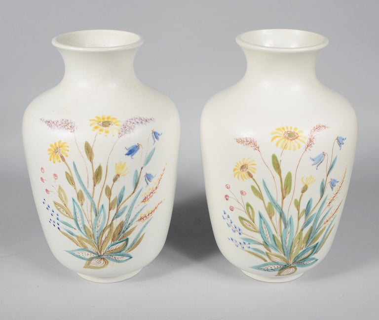Pair of Rörstrand Hand Decorated Vases For Sale at 1stDibs