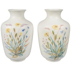 Vintage Pair of Rörstrand Hand Decorated Vases