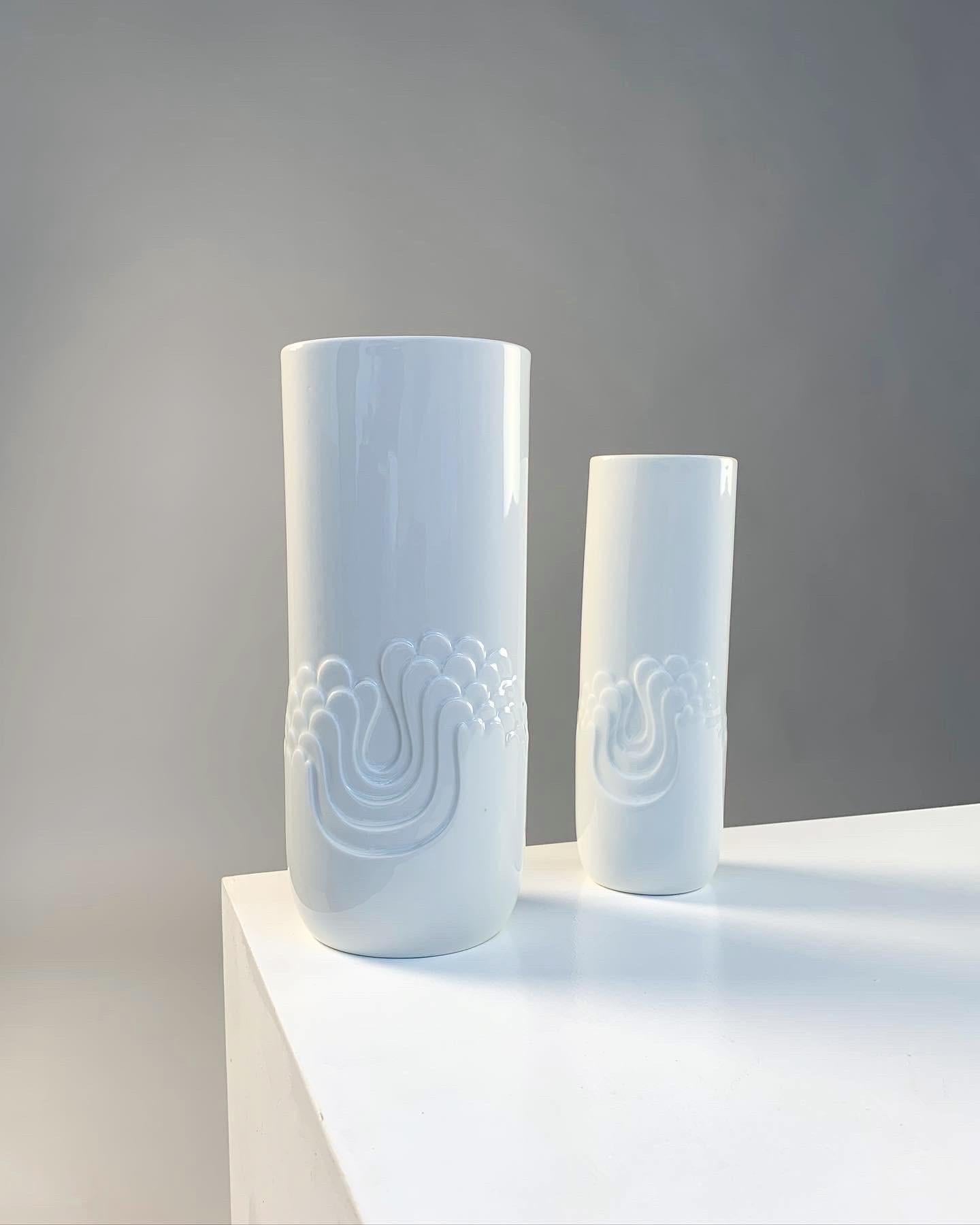 Mid-Century Modern Paire de vases en porcelaine Rosamunde Nairac de Thomas, Allemagne, années 1970 en vente
