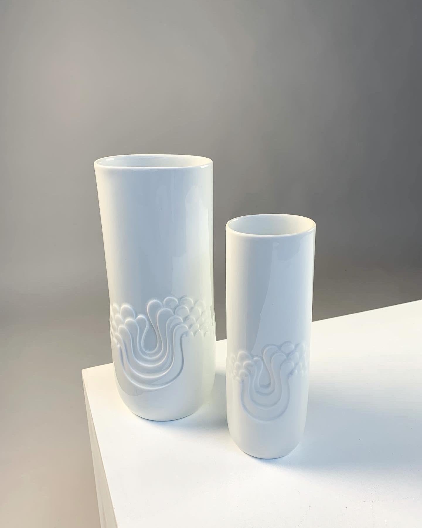 Mid-Century Modern Pair of Rosamunde Nairac Porcelain Vases Thomas Germany 1970s For Sale