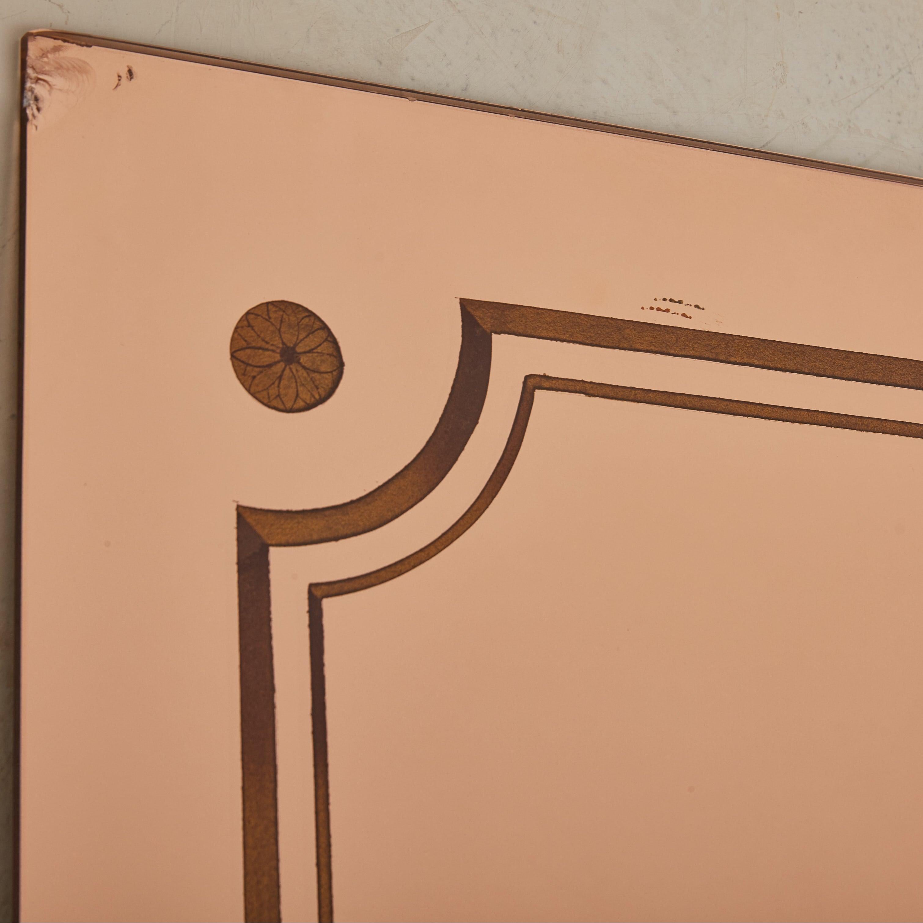 Français Paire de miroirs peints au dos en or rose n° 02, France, années 1920 en vente
