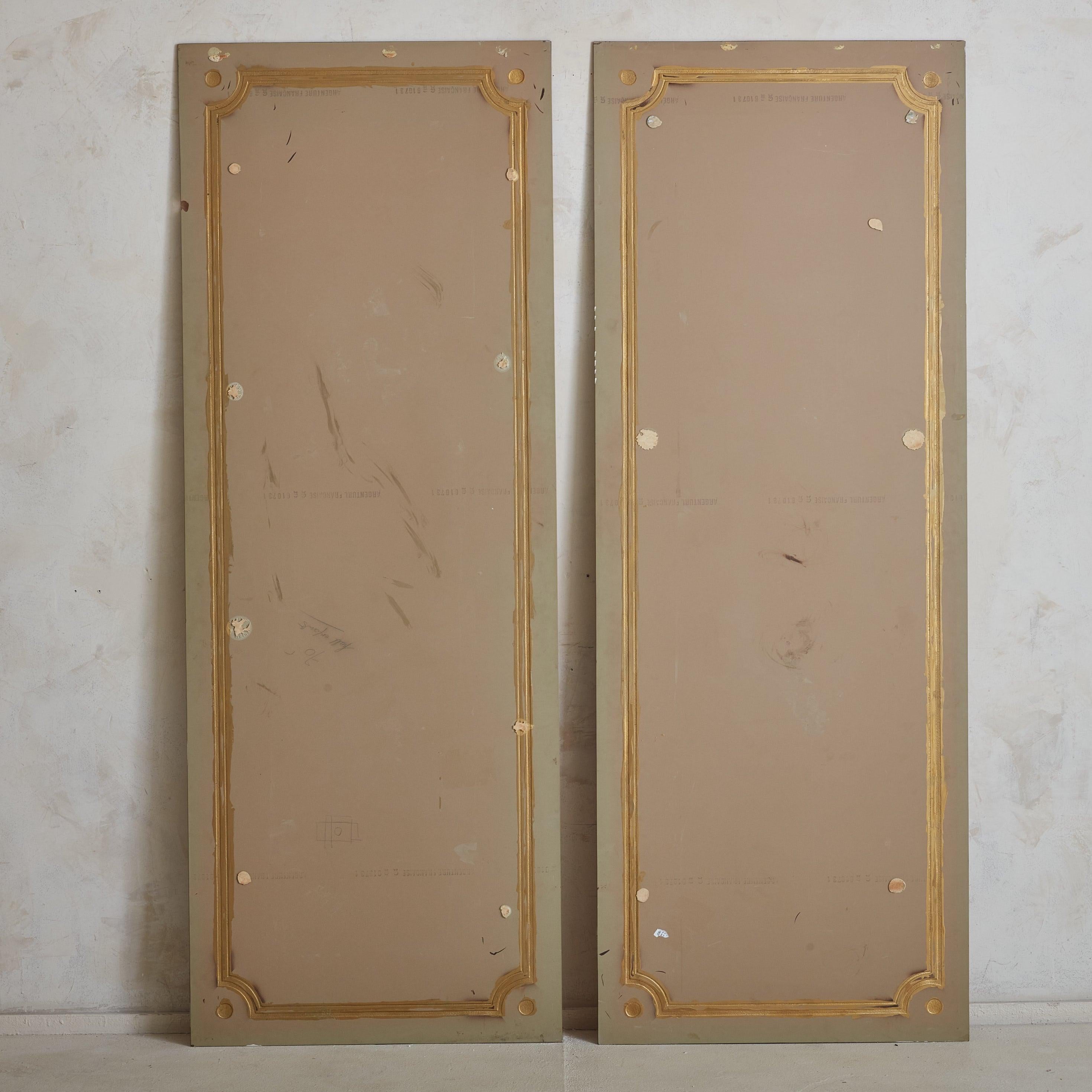 Paire de miroirs peints au dos en or rose n° 02, France, années 1920 en vente 2