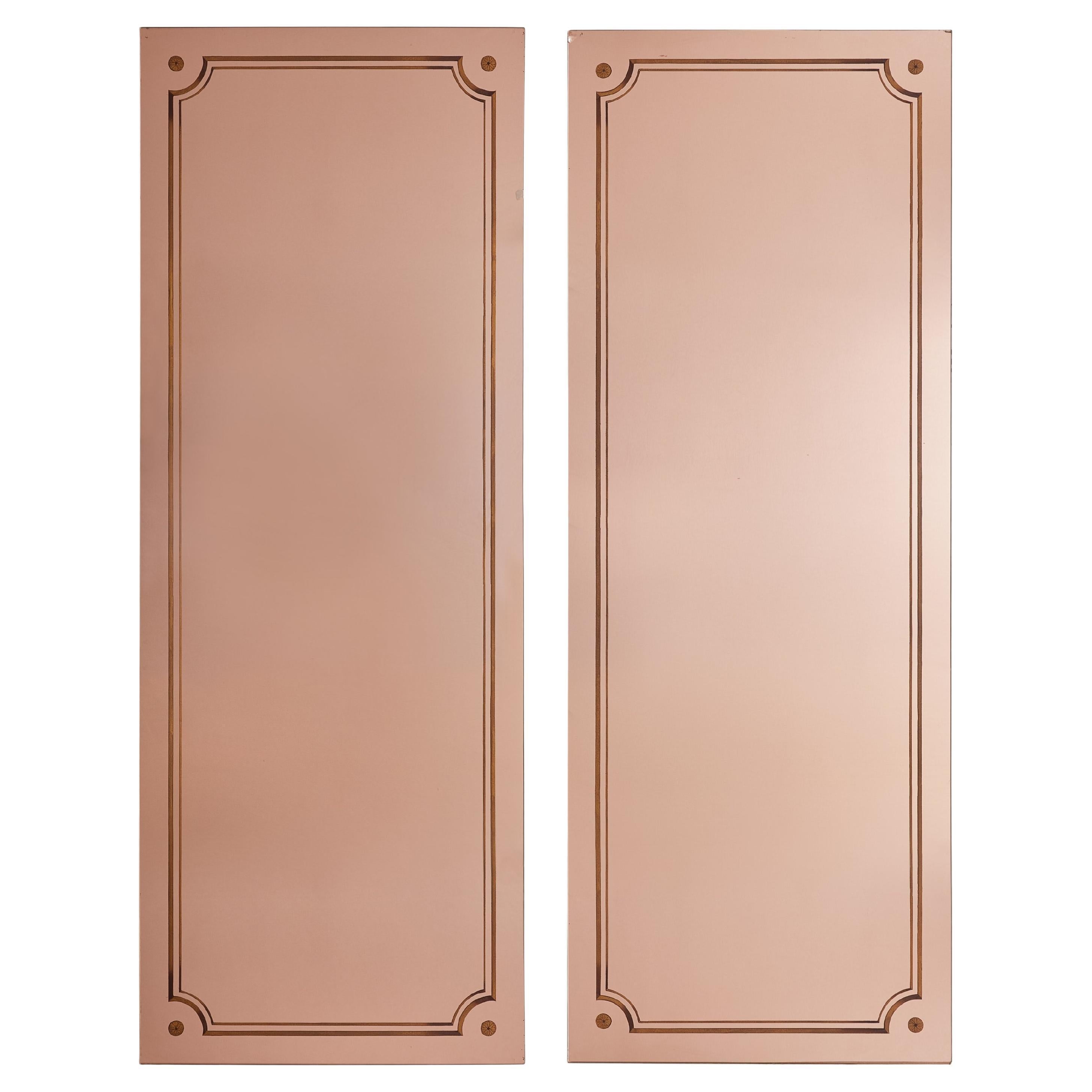 Coppia di specchi dipinti in oro rosa n. 02, Francia, anni '20