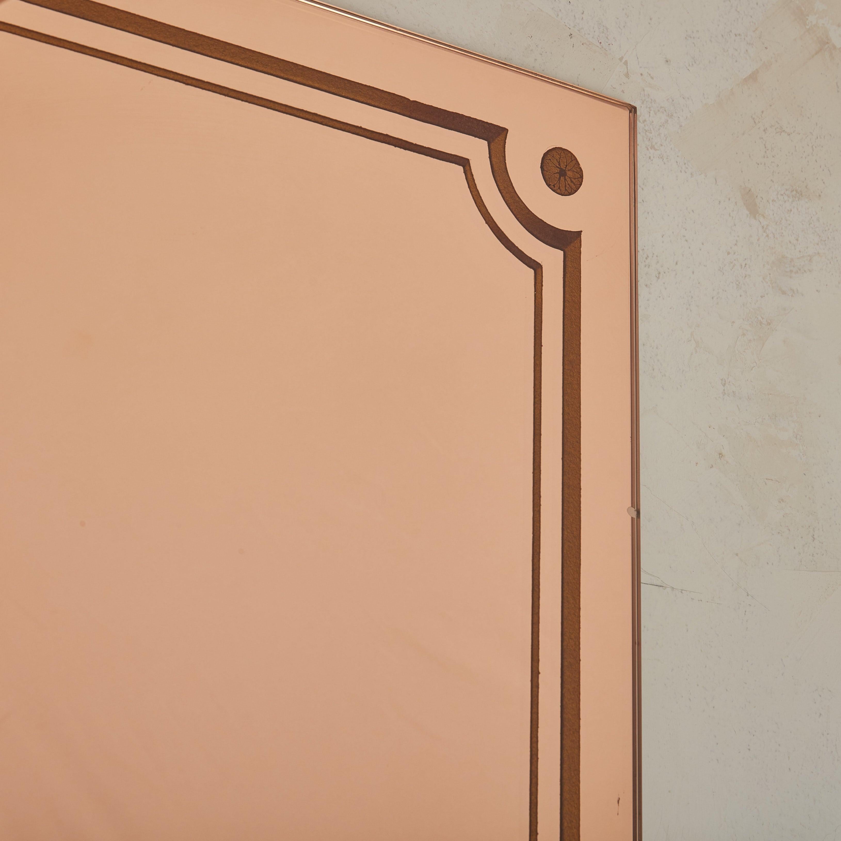 Français Paire de miroirs peints au dos en or rose n° 04, France, années 1920 en vente