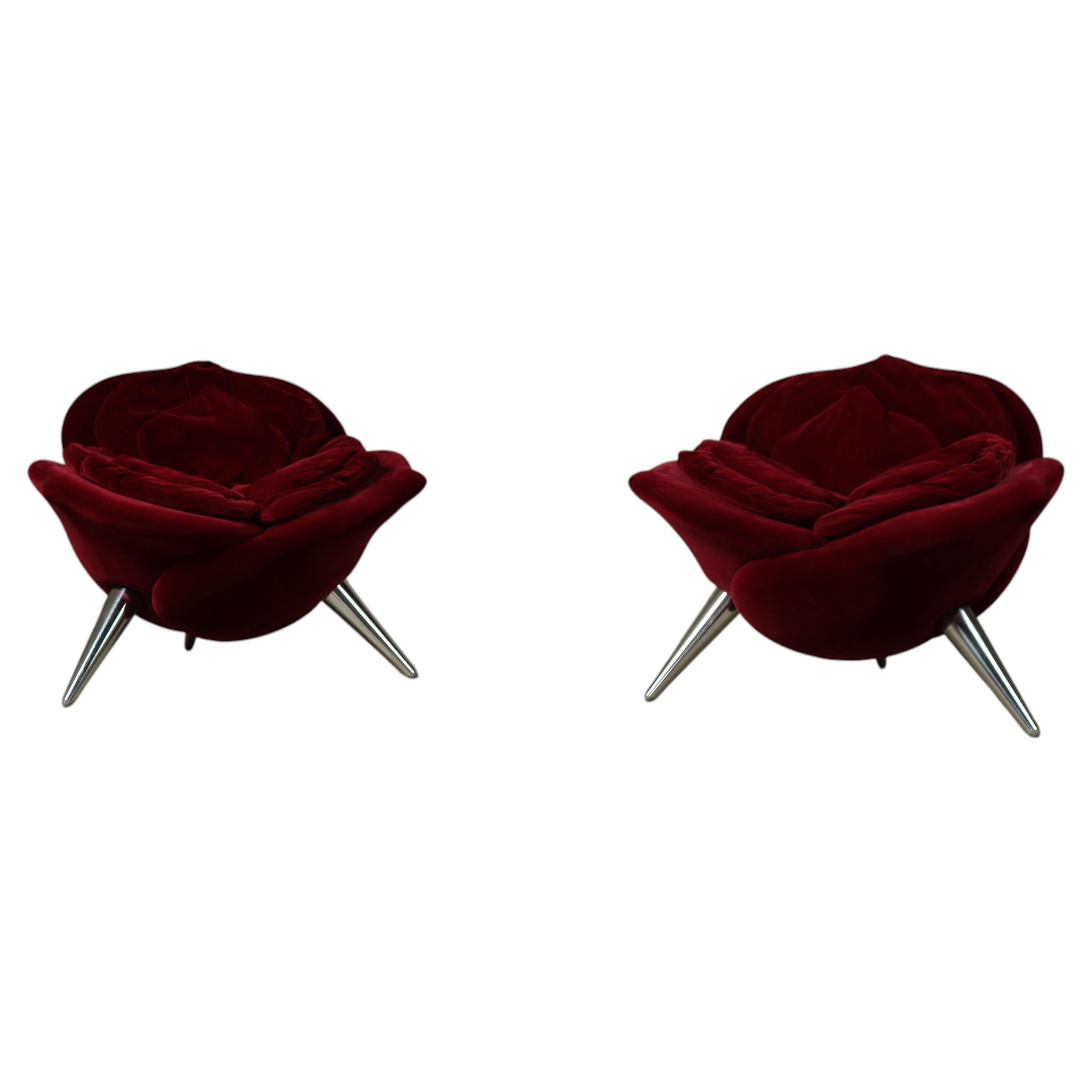 Pair of Rose lounge chairs by Masanori Umeda for Edra, Italy, 1990