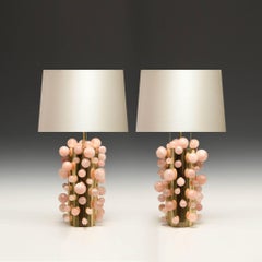 Pair of Rose Rock Crystal Bubble Lamps