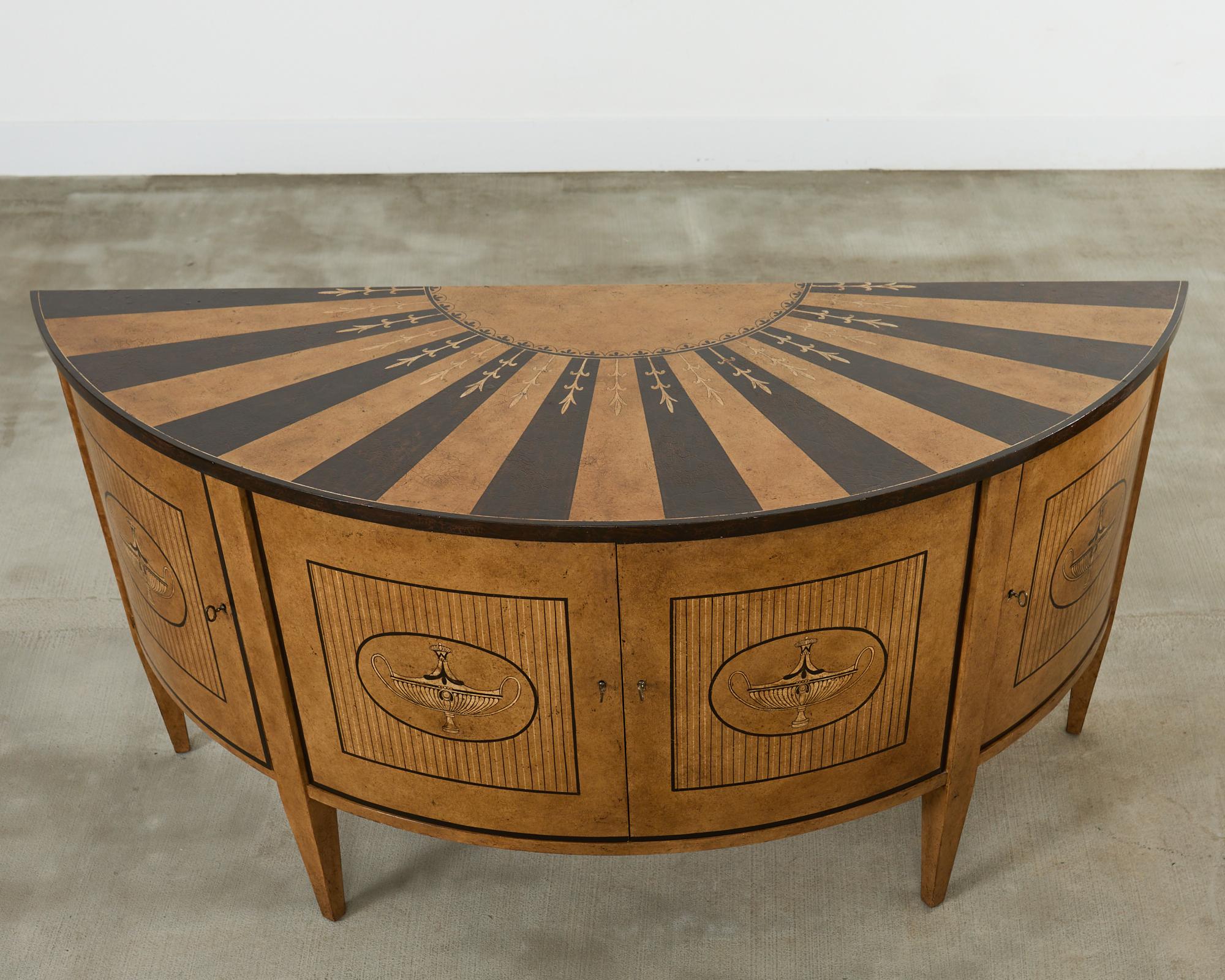 Lacquered Pair of Rose Tarlow Demilune Adam Sideboard Cabinets For Sale