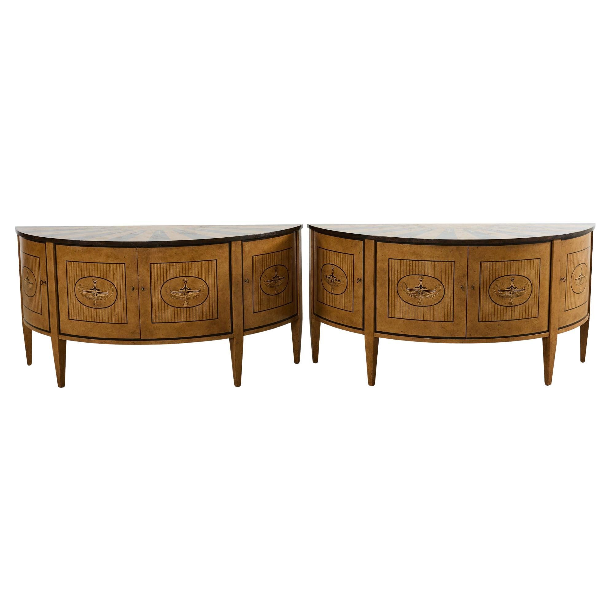 Pair of Rose Tarlow Demilune Adam Sideboard Cabinets For Sale