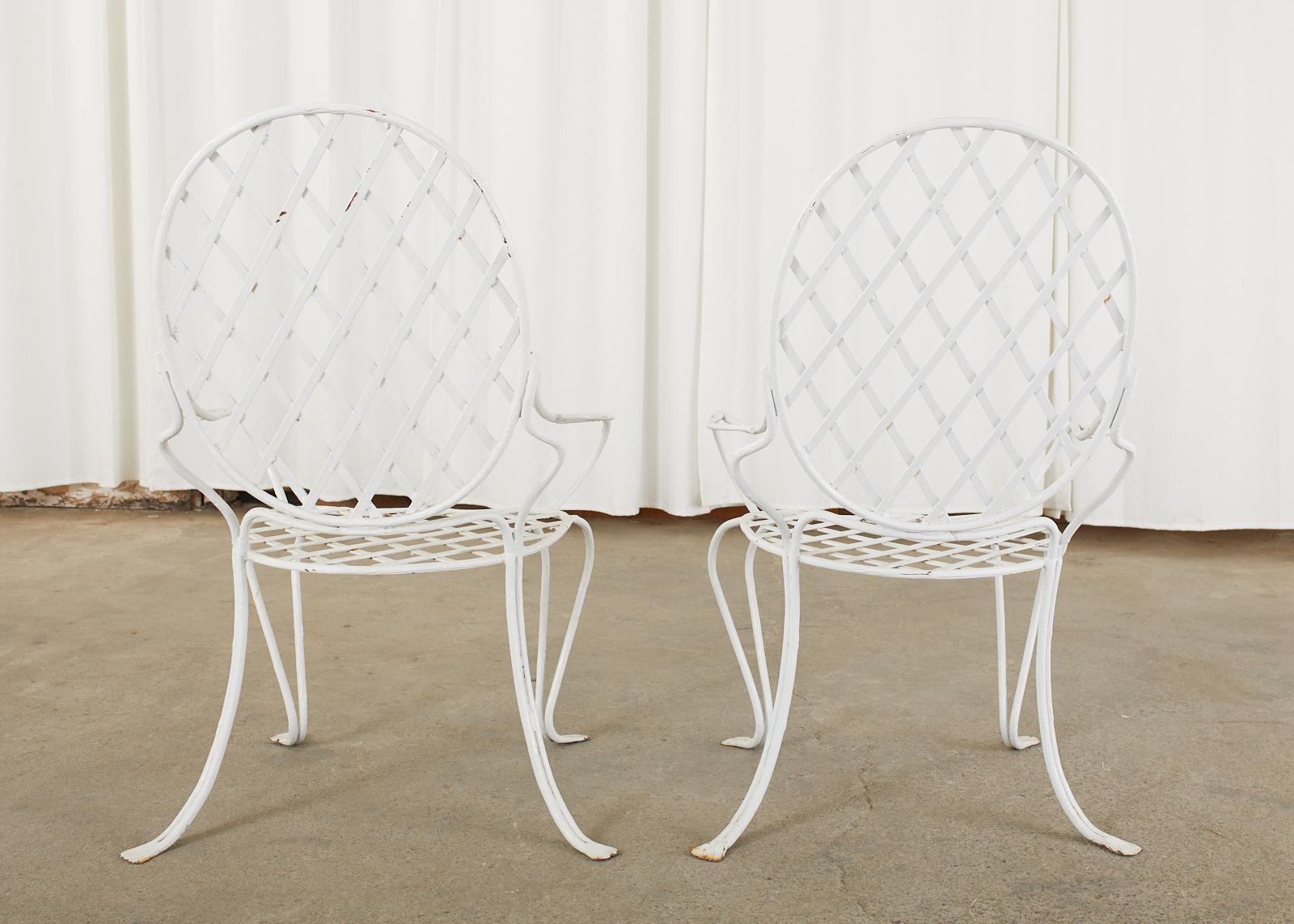 Pair of Rose Tarlow Faux Bois Twig Iron Garden Chairs 12
