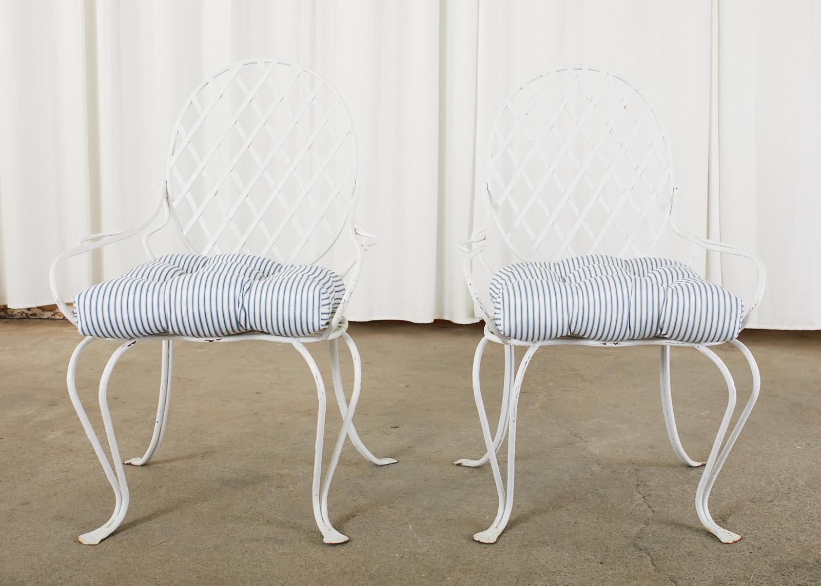 American Pair of Rose Tarlow Faux Bois Twig Iron Garden Chairs
