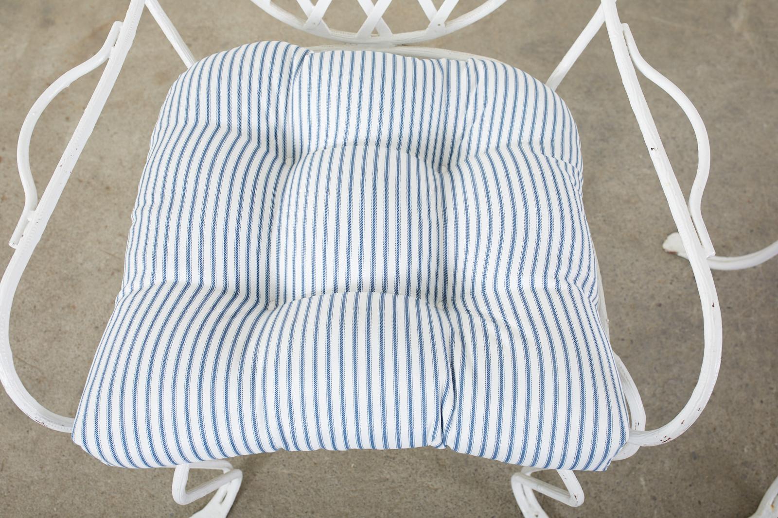 Painted Pair of Rose Tarlow Faux Bois Twig Iron Garden Chairs