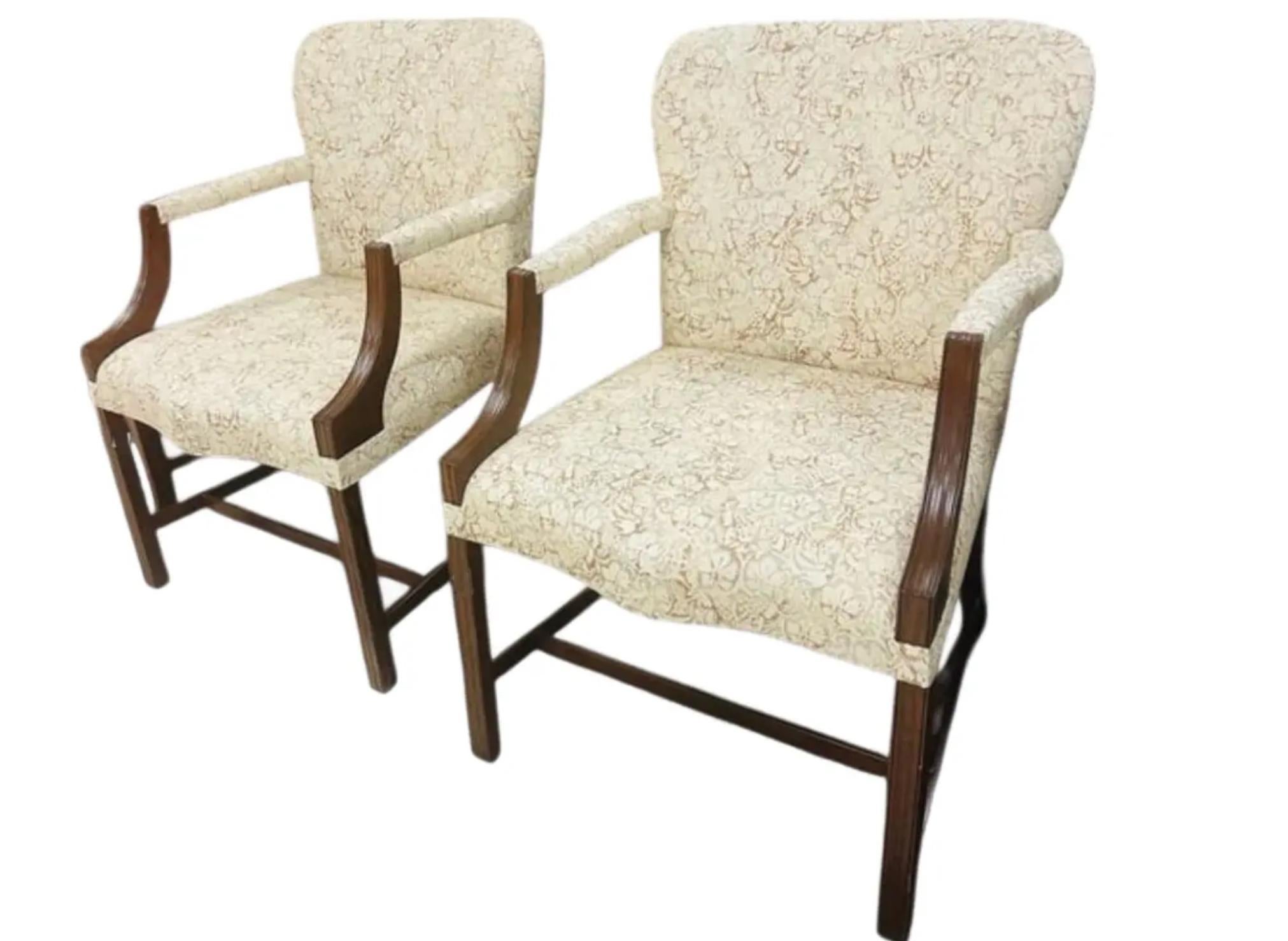 American Pair of Rose Tarlow From Melrose House Chippendale Arm Chairs For Sale