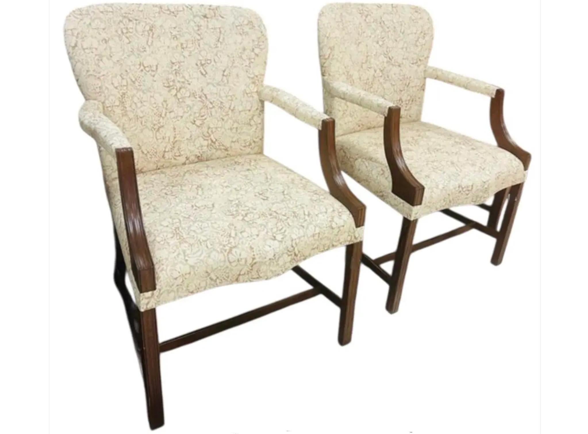 Late 20th Century Pair of Rose Tarlow From Melrose House Chippendale Arm Chairs For Sale