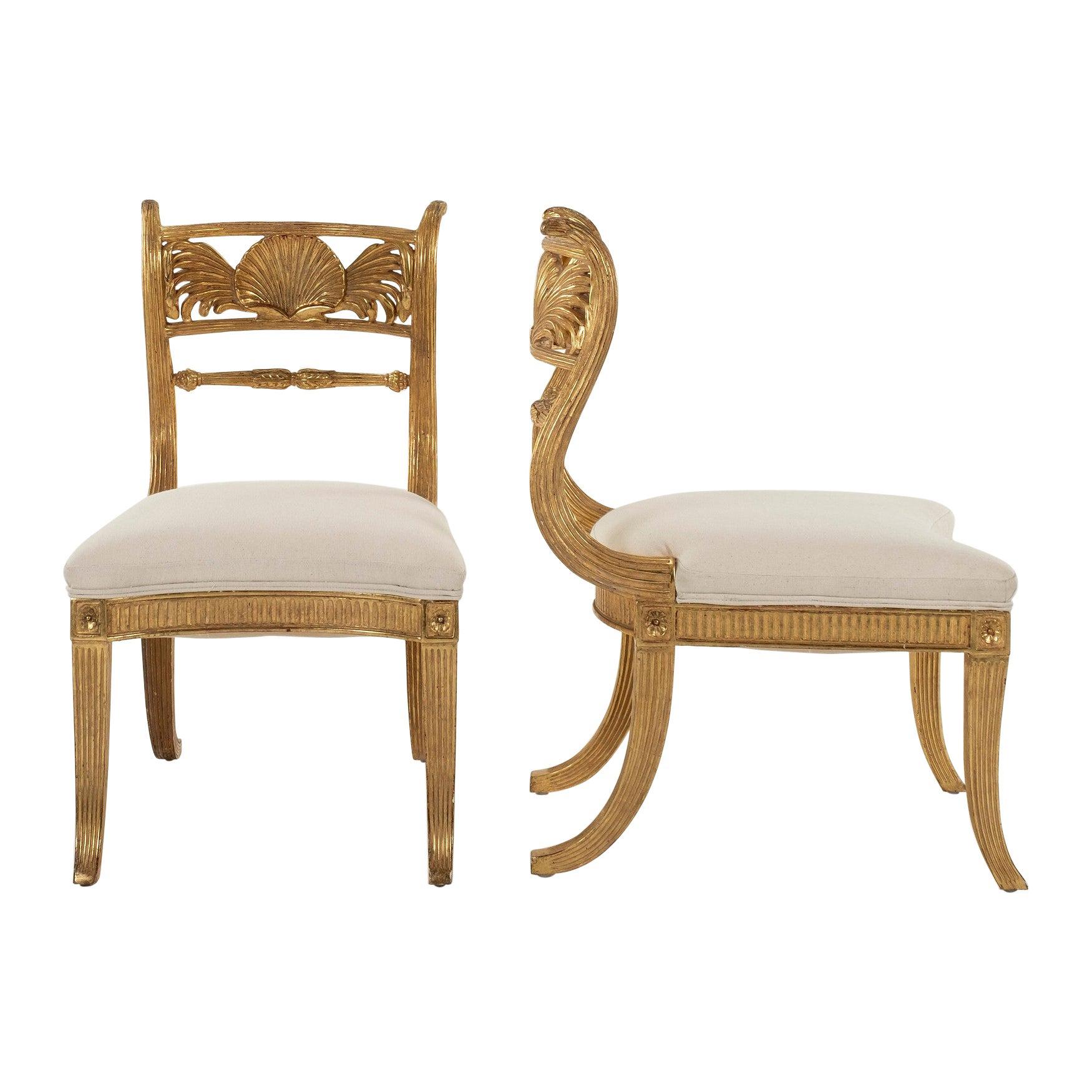 Pair of Rose Tarlow Giltwood Regency Shell Back Chair