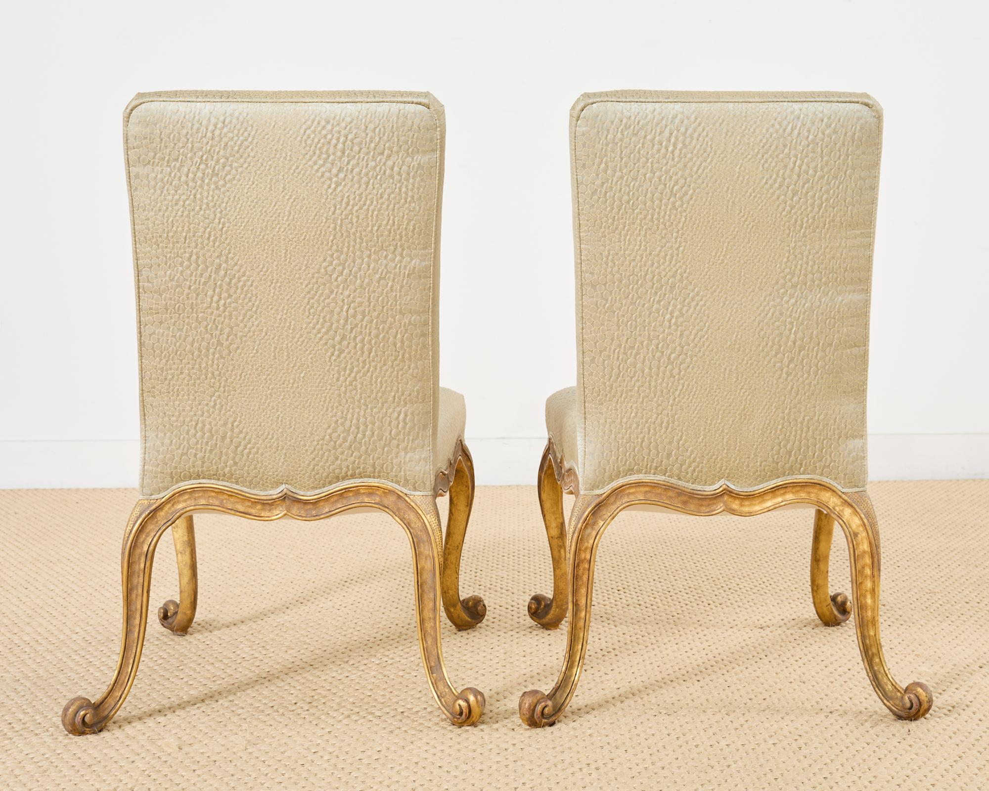 Pair of Rose Tarlow Gold Leaf Kent Dining Chairs 11