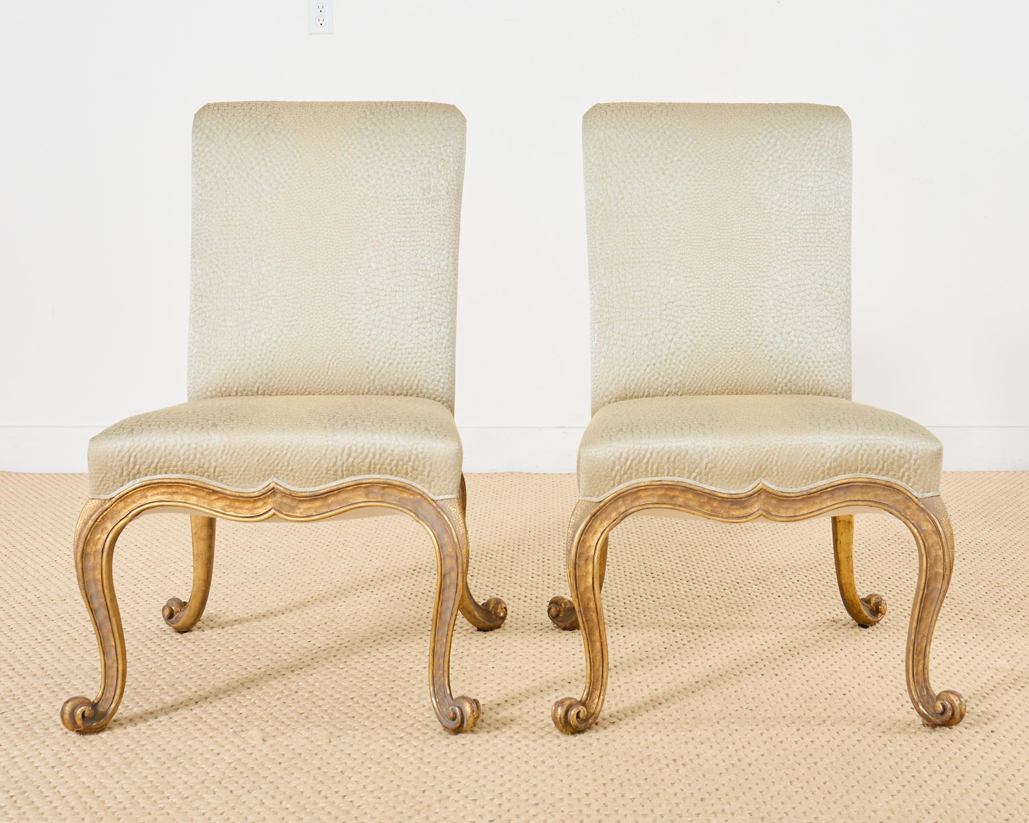 Baroque Pair of Rose Tarlow Gold Leaf Kent Dining Chairs