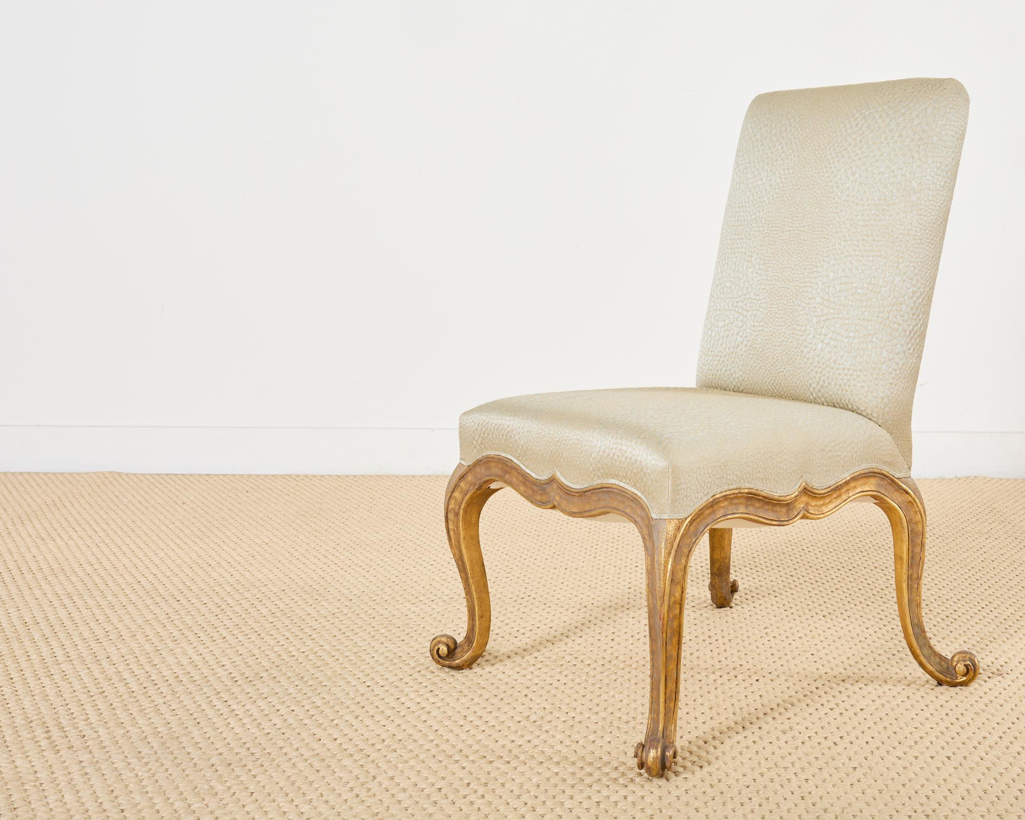 Fabric Pair of Rose Tarlow Gold Leaf Kent Dining Chairs