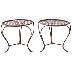 Pair of Rose Tarlow Iron Faux Bois Drink Tables
