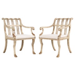 Used Pair of Rose Tarlow Painted Parcel Gilt Brighton Armchairs