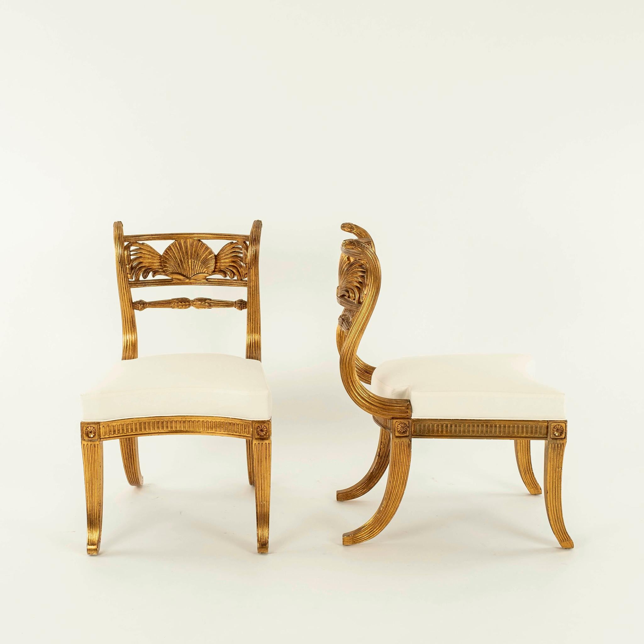 North American Pair of Rose Tarlow Style Regency Shell Back Chairs