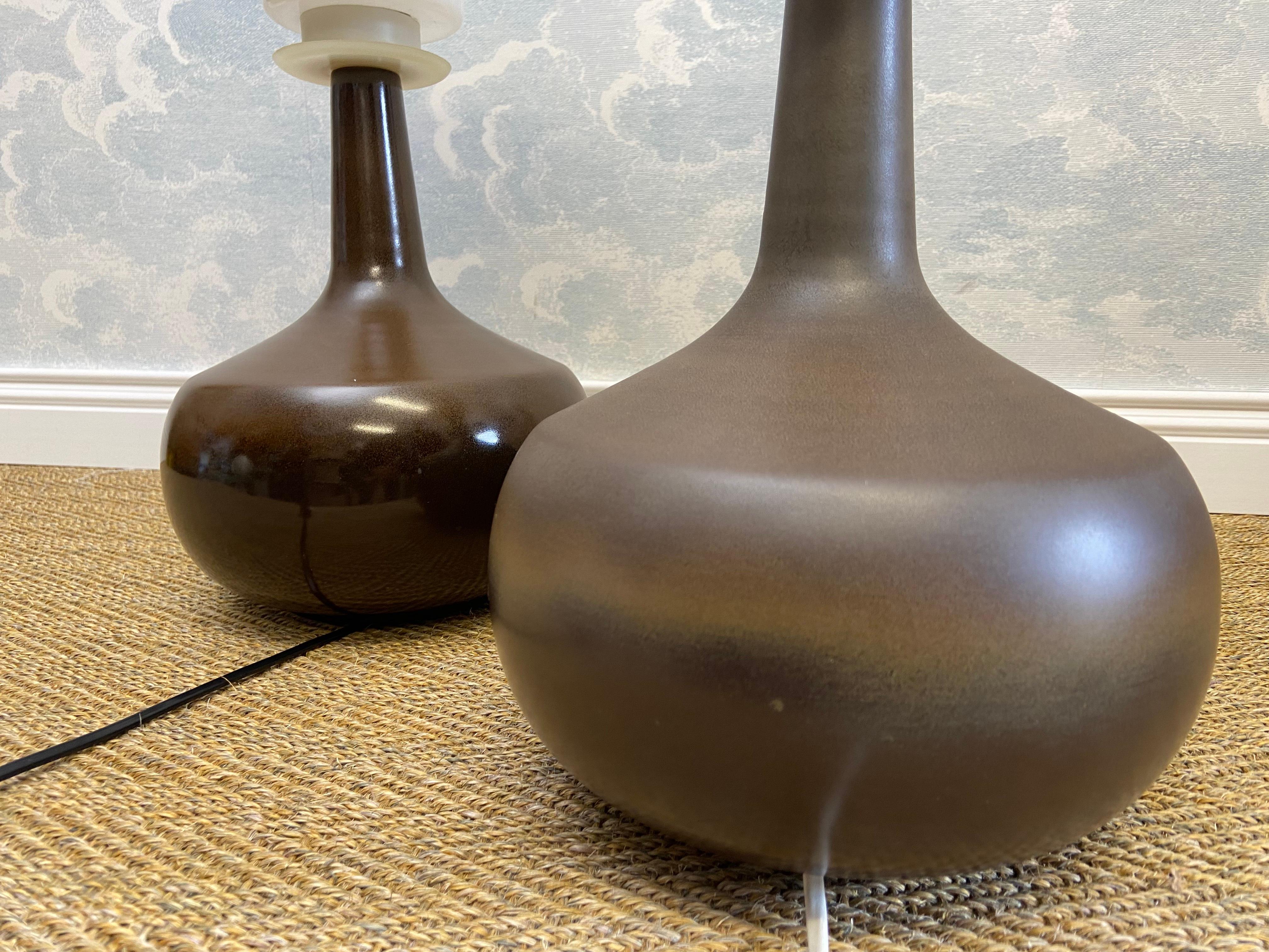 Mid-20th Century Pair of Rosenthal Studio Line Ceramic Table Lamps Tuscan Brown, Germany, 1960's For Sale