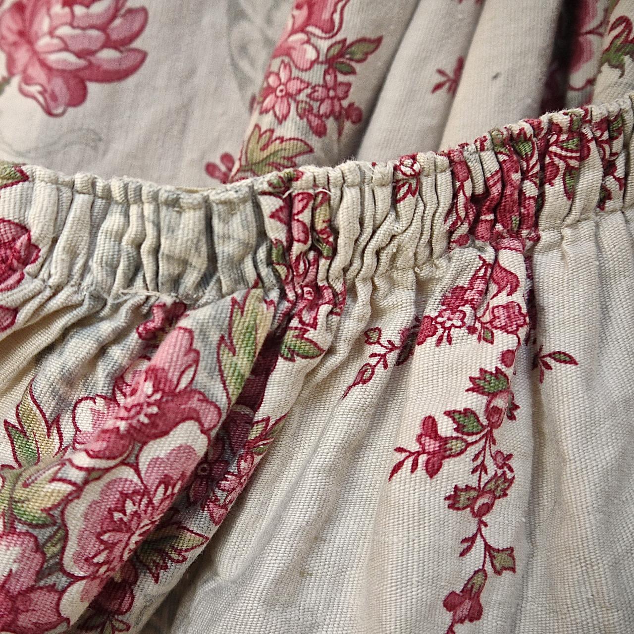 Pair of Roses and Columns Cotton Curtains French, Late 19th Century 2