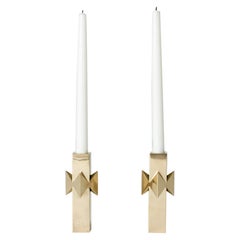 Pair of "Rosett" candlesticks by Pierre Forssell for Skultuna