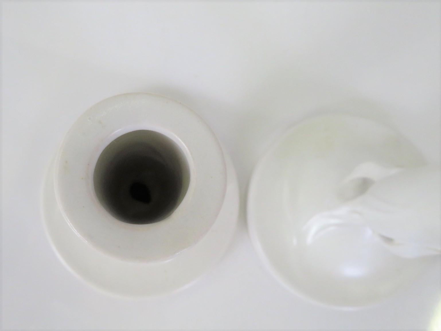 American Pair of Roseville Pottery Satin White “IVORY” Candlesticks #1122-5