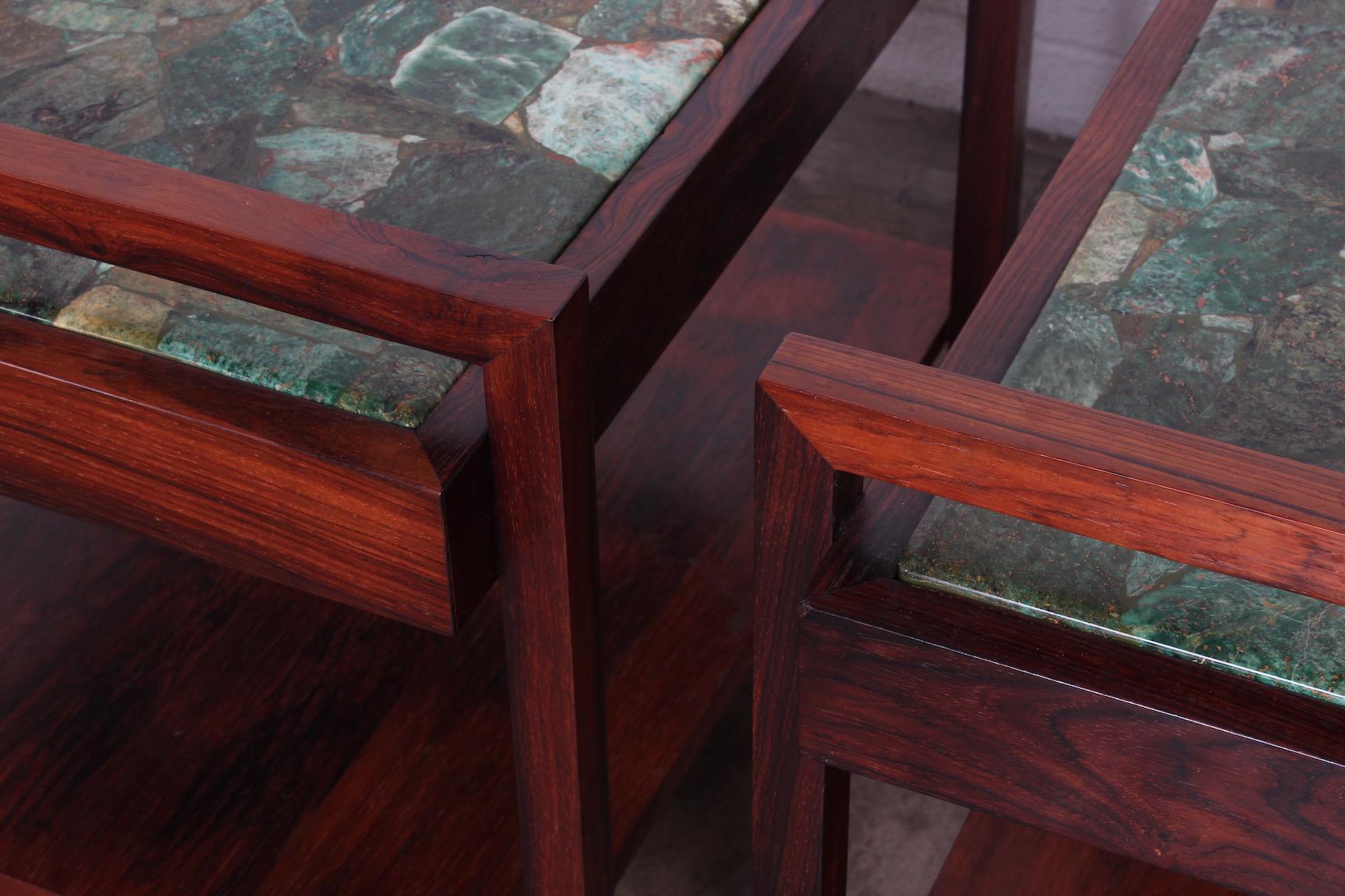 Pair of Rosewood and Agate Tables 1