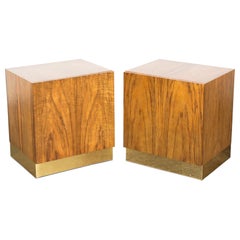 Pair of Rosewood and Brass Milo Baughman End Tables