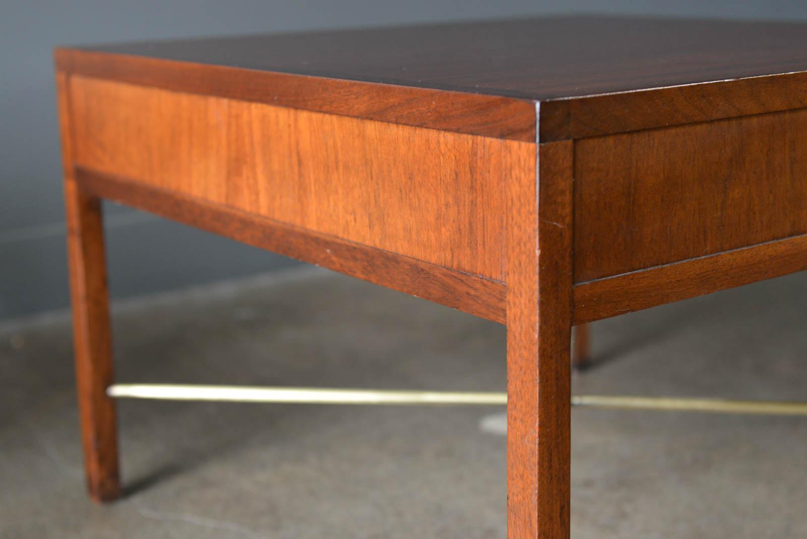 American Pair of Rosewood and Brass X Base Side or End Tables, circa 1965