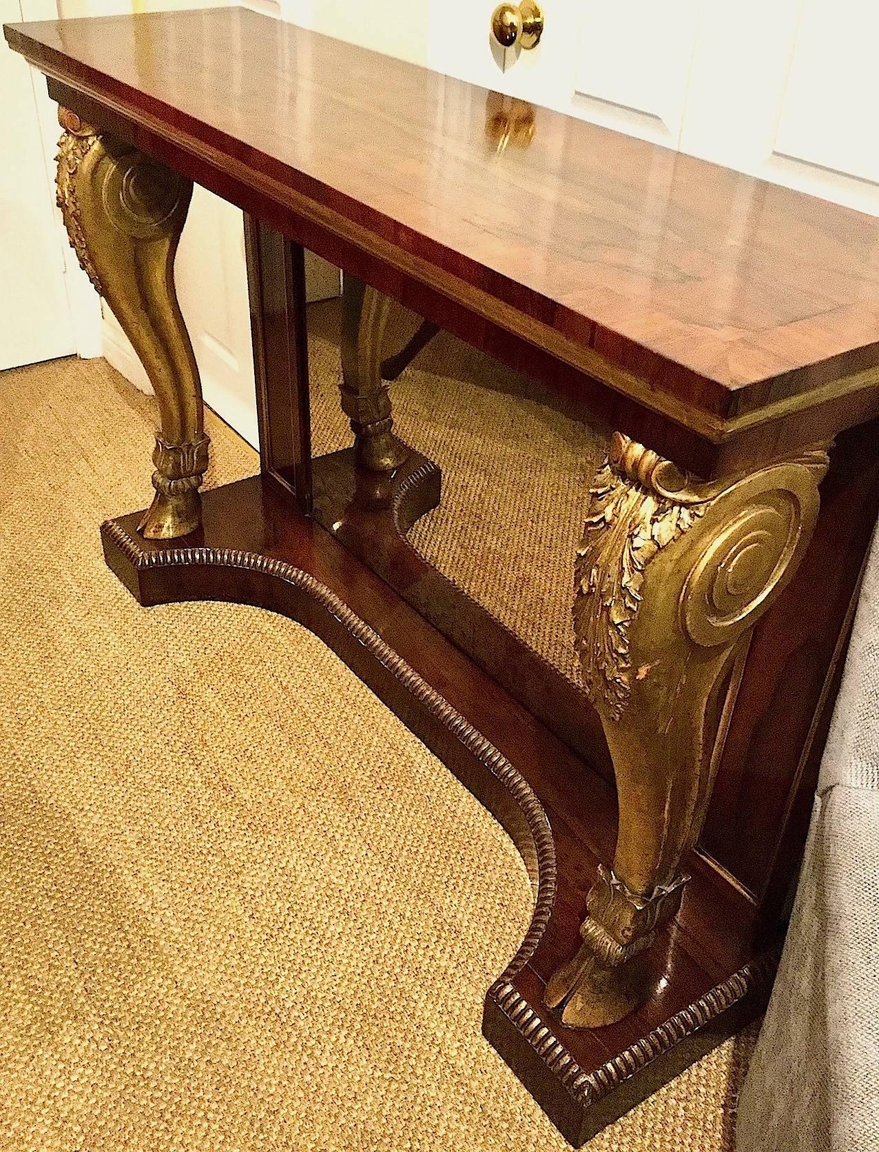 19th Century Pair of Rosewood and Gilt Console Tables, circa 1840