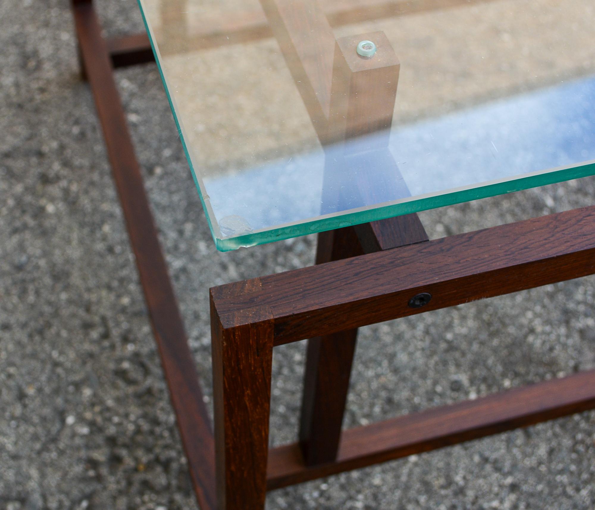 Pair of Rosewood and Glass End Tables by Henning Norgaard For Sale 4