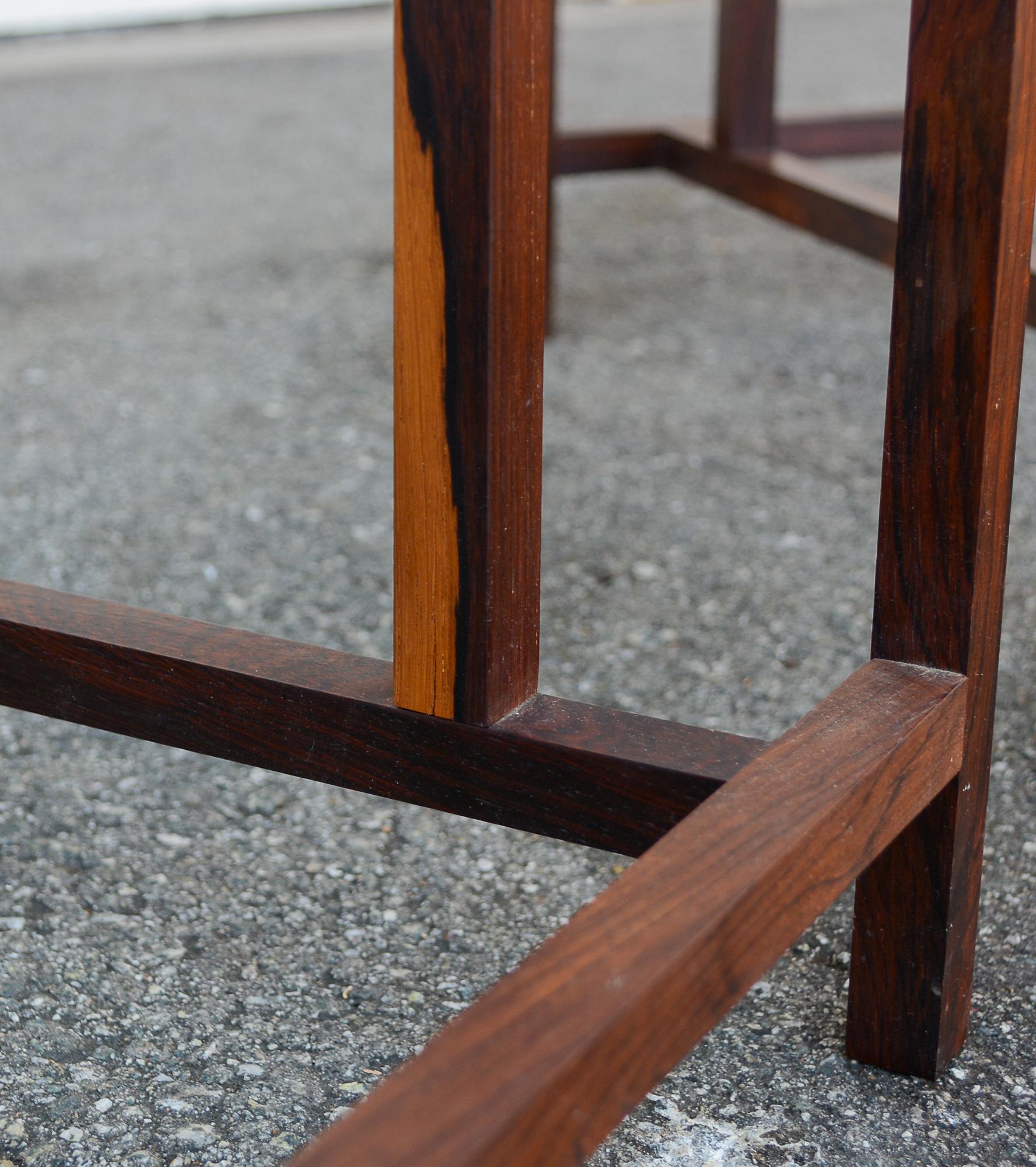 Pair of Rosewood and Glass End Tables by Henning Norgaard In Good Condition For Sale In San Mateo, CA