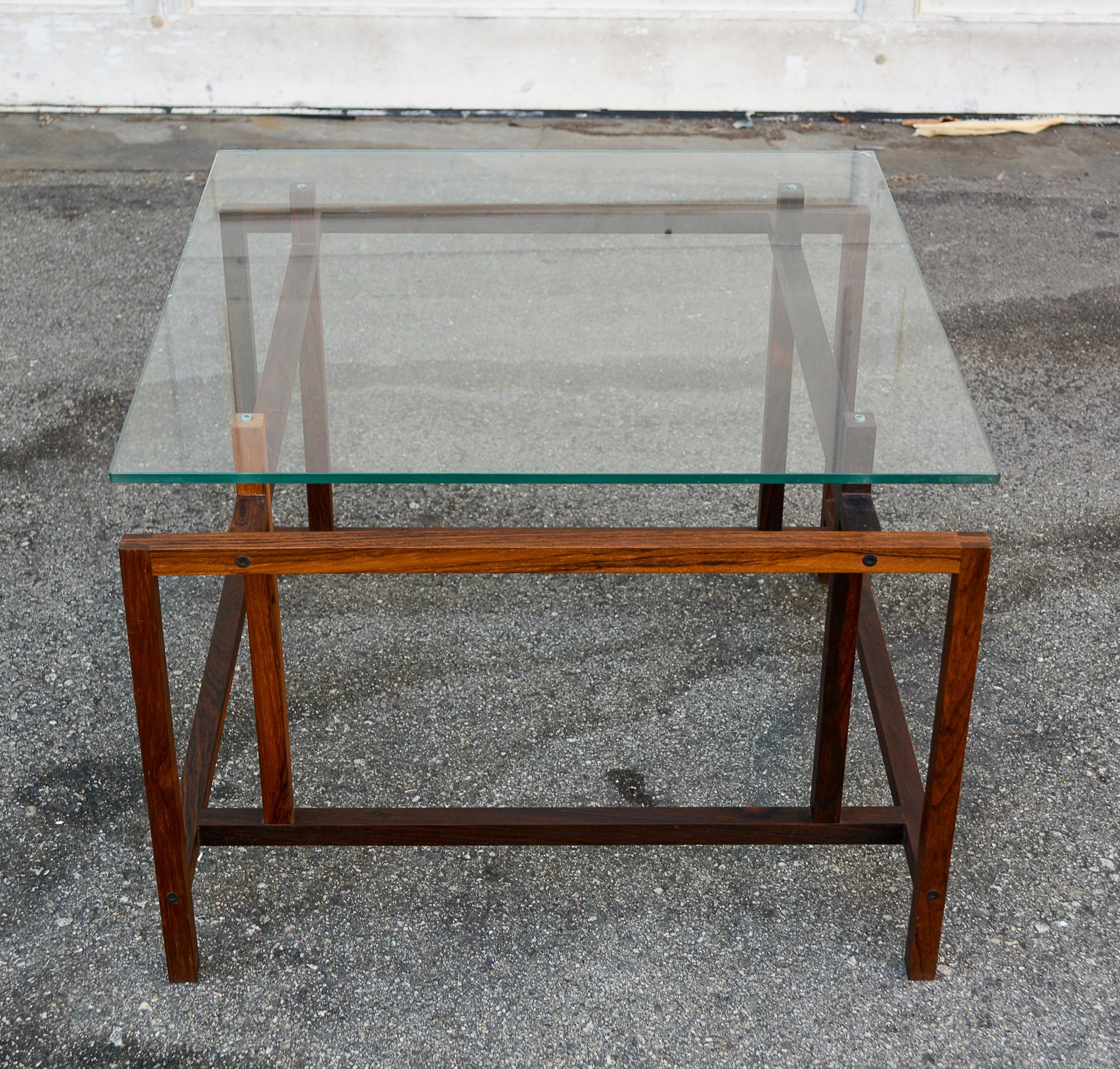 20th Century Pair of Rosewood and Glass End Tables by Henning Norgaard For Sale