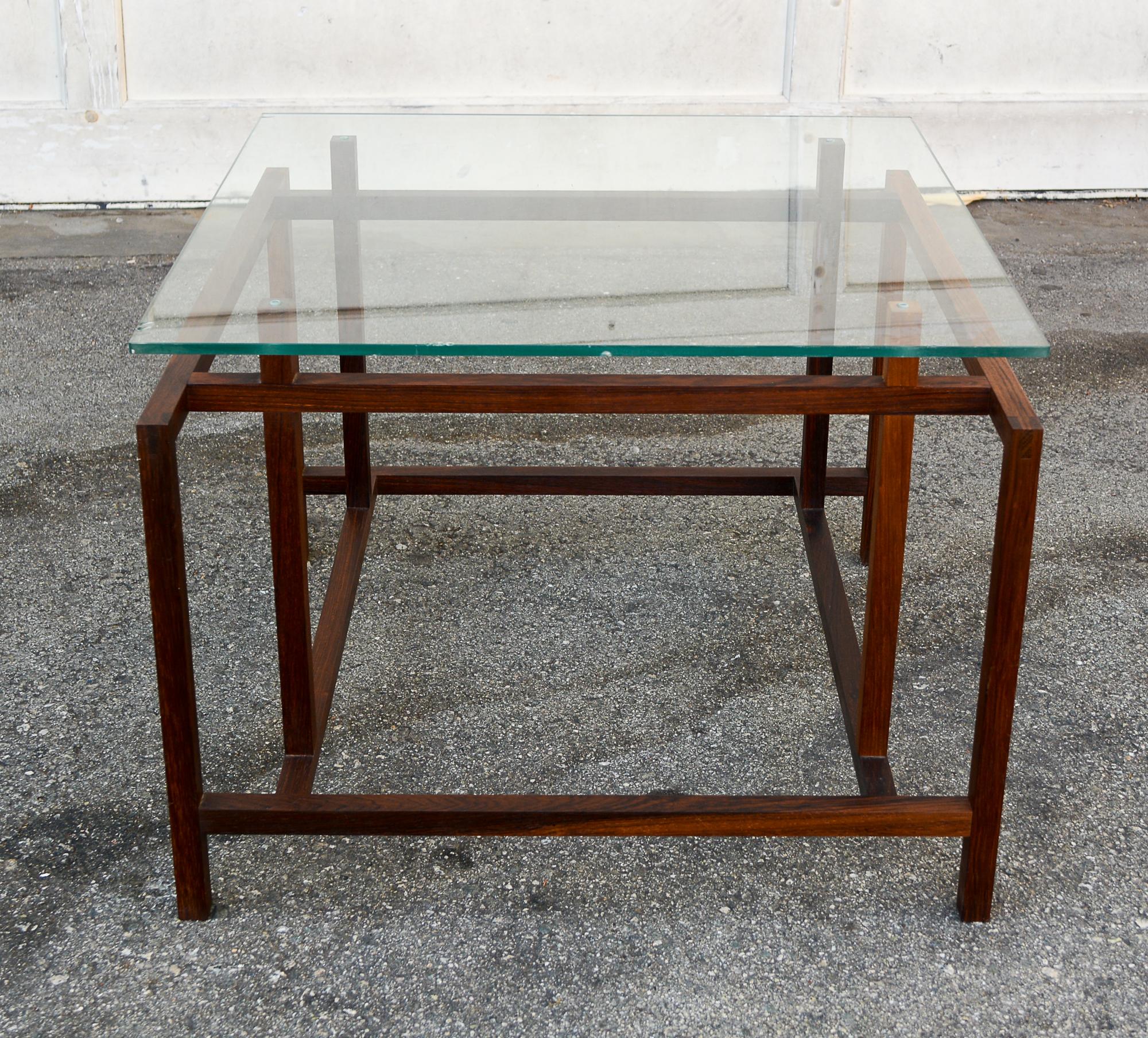 Pair of Rosewood and Glass End Tables by Henning Norgaard For Sale 1