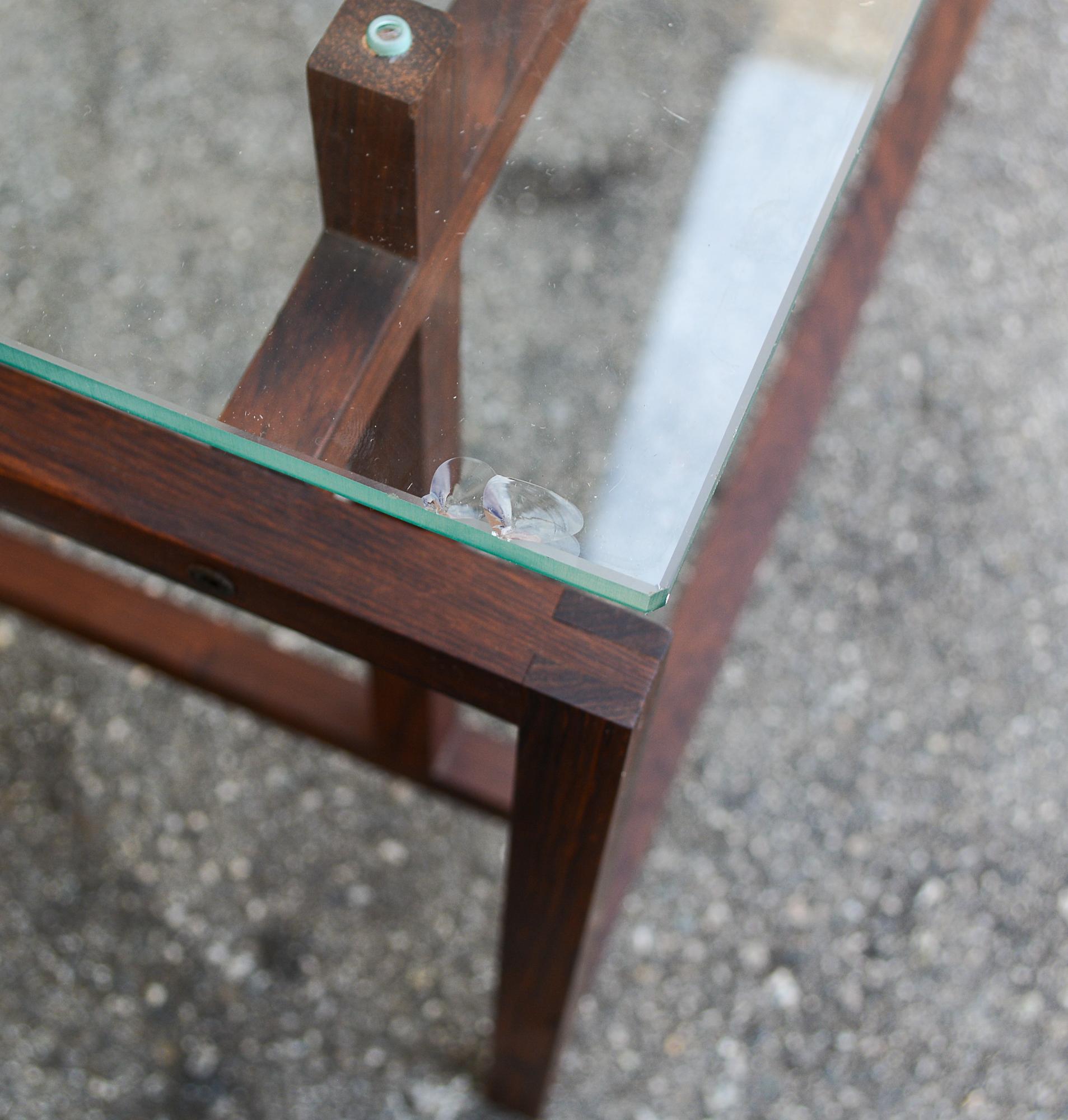 Pair of Rosewood and Glass End Tables by Henning Norgaard For Sale 3