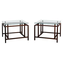 Pair of Rosewood and Glass End Tables by Henning Norgaard